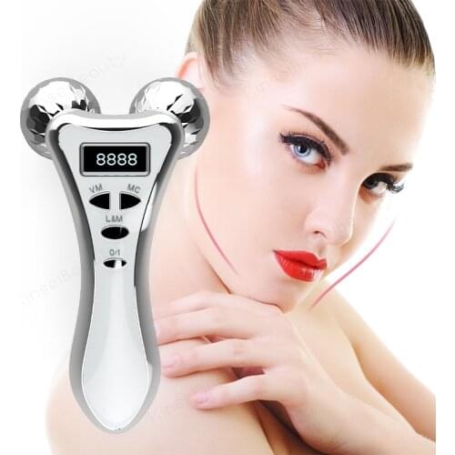 Micro-current Vibration Massager 3D Face Roller Massager Microcurren Face Lift Massage Facial 4D Roller Y Shape Rotating Massage