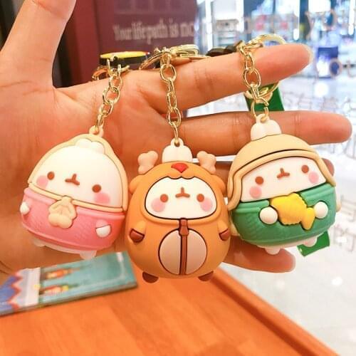 Cute Cartoon Bunny Keychain For Women girls DIY Bag Pendant PVC Fashion Key Ring 2021 Children Gift