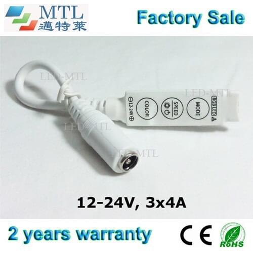 Mini RGB controller white, 12-24V / 12A with ON/OFF switch and DC plug, 50 pcs/lot, for 3528/5050 RGB strip, factory wholesale