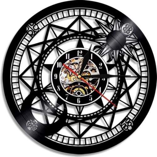 Jupiter Wall Clock Constellation Vinyl Record Wall Clock Sun and Moon Retro Star Astronomic Art Vinyl Disk Crafts Hanging Watch