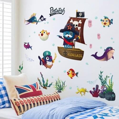 Underwater World Wall Stickers Boy Girl Kids Room Bedroom Bathroom Decor Aesthetic Waterproof Wallpaper Baby Gift Poster Art
