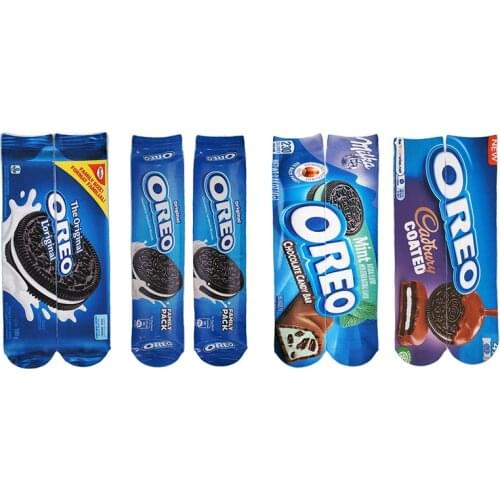 Newest Happy Socks Women Men 3D Chocolate Sandwish Biscuits Cookies Medium Socks Happiness Ladies Socks 100% Cotton 30cm 40cm