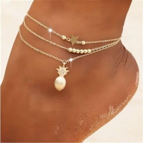 Pineapple Pendant Anklet BeadedN Ankle Chain Fashion Style Anklets For Women Summer Beach Foot Jewelry Accessories Wholesale