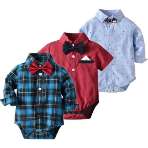 2021 orangemom gentleman boys baby clothing plaid bodysuit baby boy jumpsuit 1-3 years infant costume for birthday party cool