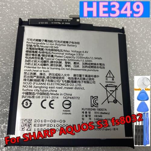 Original 3200mAh Replacement Battery For SHARP AQUOS S3 fs8032 HE349 Bateria Batterie Cell Mobile Phone Batteries