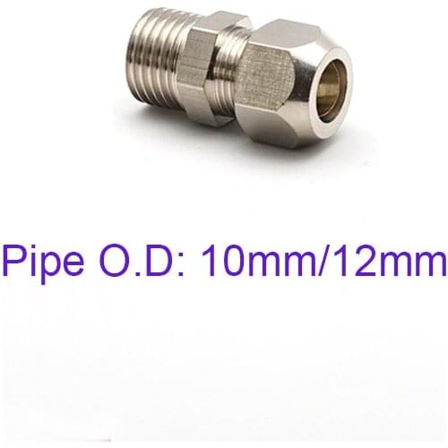PC 10mm/12mm Pipe Copper Nickel-plated Straight Ferrule Joints 1/8 1/4 3/8 1/2 BSP Metal Hard Pipe Connector