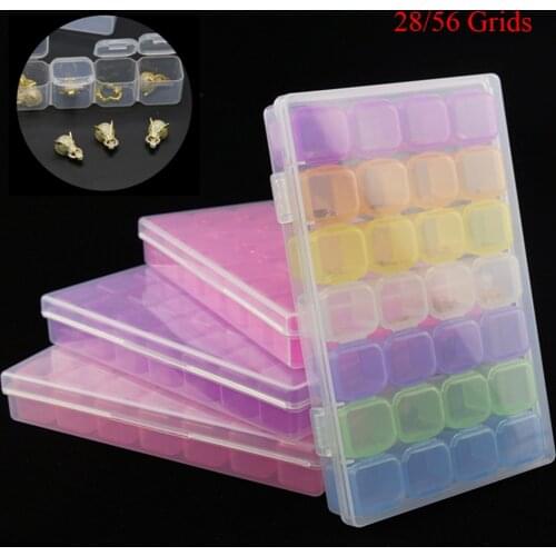28/56Slots Plastic Organizer Empty Storage Box Nail Art Rhinestone Tools Jewelry Beads Display Storage Box Case Organizer Holder