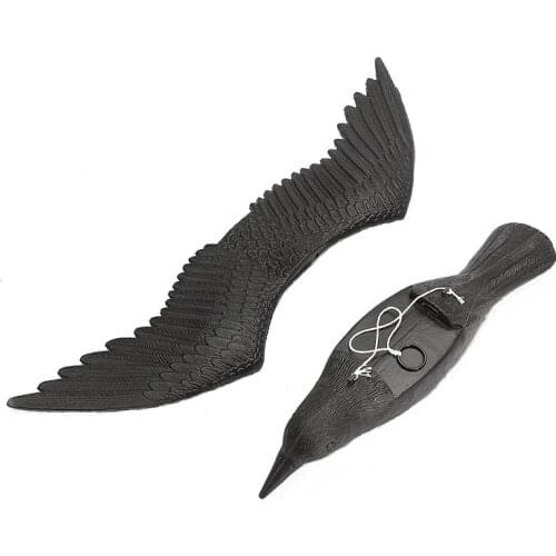 Realistic Crow Decoy With Sprouting Wings Scarecrow Garden Hunting Scarer
