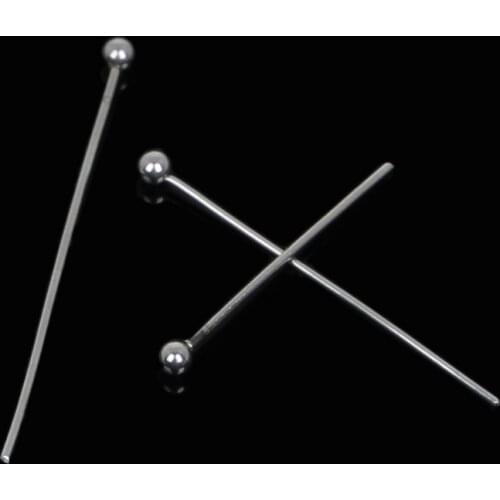 High Quality 50pcs/lot 0.6x20mm 0.5x25mm 0.6x30mm Stainless Steel Head Ball Pins For Jewelry Making