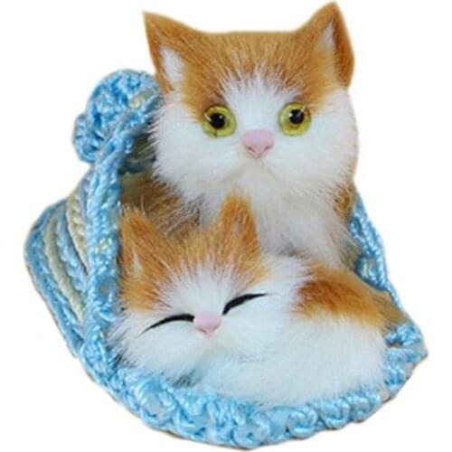 Lovely Cat Slippers Plush Kids Toy Simulation Animal Ornament Craft Xmas Gift
