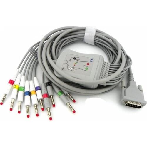Compatible For Schiller AT1/ AT2 /CS6/ CS100/AT101 ECG EKG Cable with leadwires 10 leads Medical EKG Cable 4.0 Banana End AHA