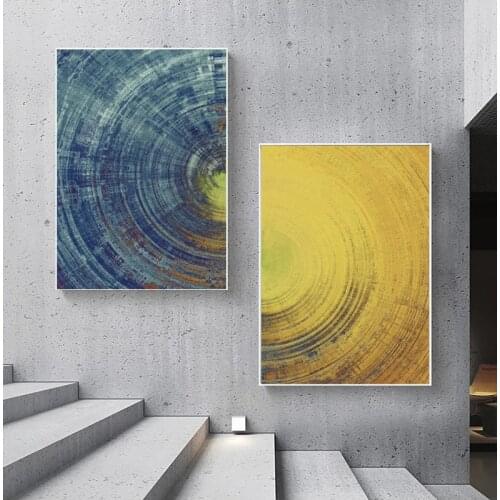 Modern Blue Yellow Circles Pattern Canvas Painting Wall Art Posters Prints Wall Pictures for Living Room Home Cuadros Decor