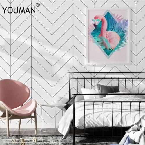 Modern Black and White Wallpaper Stripes Wall paper Home Decor Minimalist Ins Geometric 3D PVC Wallpaper for Living Room Bedroom