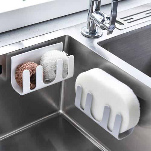 Household Sponge Wipe Drain Storage Rack Kitchen Bowl Wiping Arrangement Rack Wall-mounted Perforation-free Rack