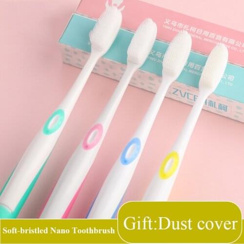 Ultra-fine Soft Toothbrush Portable Travel Nano Bristle Adult Tooth Brush with Dust Cover Teeth Deep Cleaning Dental Oral Care