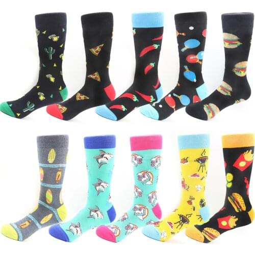 Funny Men Socks Korean Version Fashion Colorful Socks Harajuku Cactus Jack Long Anime Happy Food Series Creative
