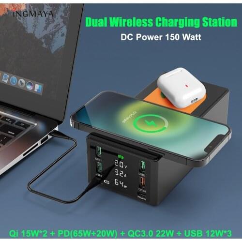 USB C Charger PD 65W Qi Wireless Fast Charging Station Quick Charge For Samsung S21 Book Macbook iPad USBC Phone Type C Adapter