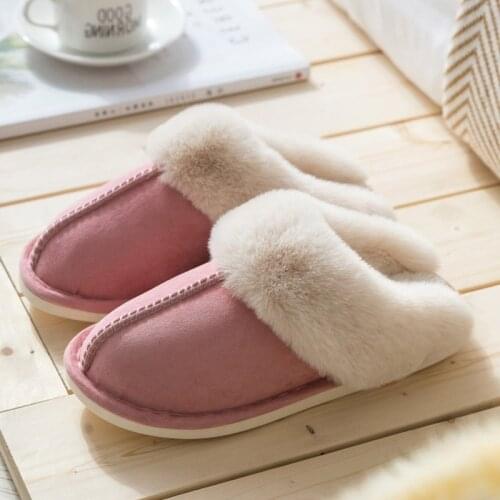 Women Winter Slippers Home Cotton Shoes Warm Plush House Slippers Fur Indoor Flats Slip On Winter Shoes Unisex Lovers Footwear