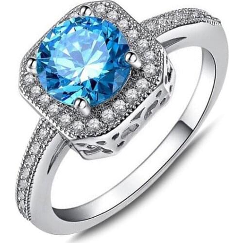 WYJZY Classic blue AAA zircon ring for women classic style ladies fine jewelry party wear ring for women