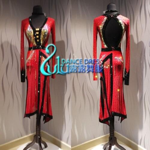 New 2020 Women Ballroom Salsa Rhythm Latin Rumba Dance Dress US 10 UK 12 black latin dress