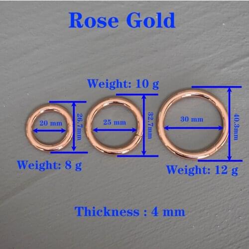 1 Pcs 20/25/30mm Rose Gold O Ring Metal Buckle for Handbag Strap Dog Chain Snap Clasps Purse Bag Handle Connector DIY Leather