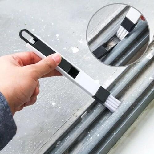 2 in 1 Multifunctional Window Door Crevice Groove Cleaning Brush with Dustpan Keyboard Nook Window Dust Shovel Track Clean Tool