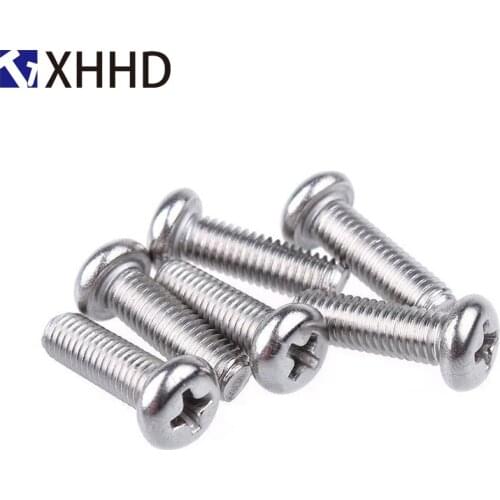 304 Stainless Steel Phillips Pan Head Machine Screw Metric Thread Cross Recessed Round Head Bolt Fastener Metal M6 M8