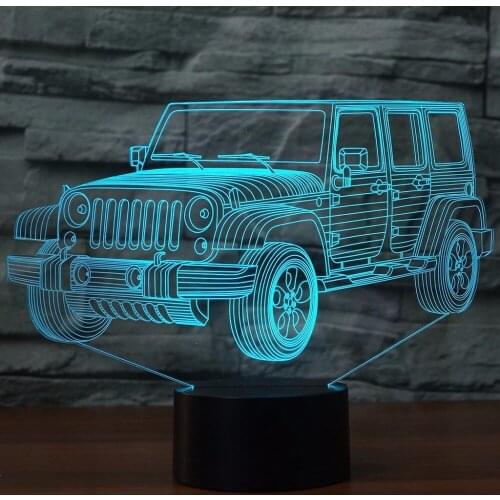 3D LED Car Night Light Gradient Jeep Shape USB bedside Bedroom 3D Table Lamp USB Indoor Decora Atmosphere lamp