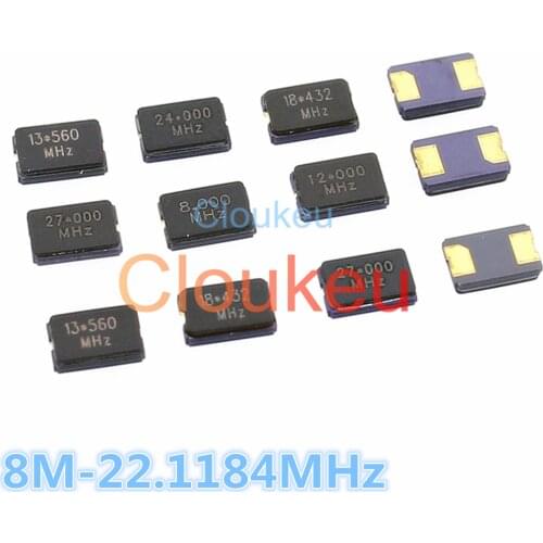 5032 5*3.2mm Passive crystal oscillator 8M 10M 11.0592M 11.2896M 12M 12.288M 13M 14.7456M 16M 18.432M 20M 22.1184MHz 2pin