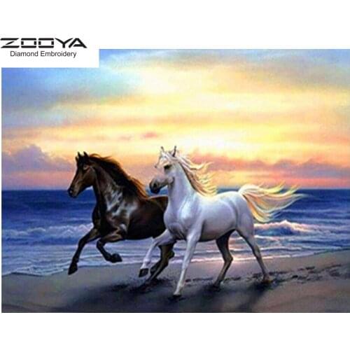 5D DIY Full Round Drill Diamond Painting Animals Horse Mosaic Embroidery Cross Stitch Rhinestone Kids Gift Home Decor R032