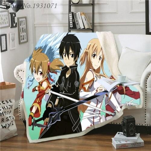 Anime Sword Art Online Funny Character Blanket 3D Print Sherpa Blanket on Bed Home Textiles Dreamlike Style 03