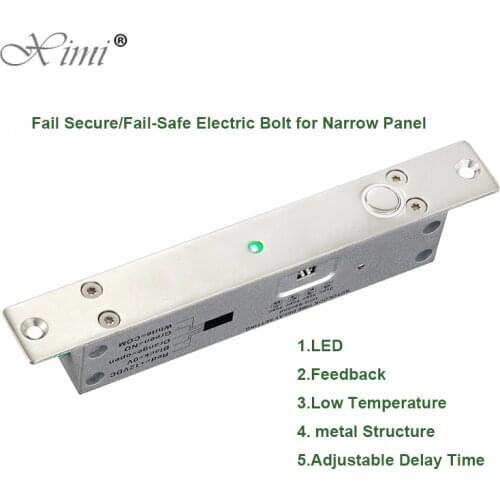 Fail Safe Fail Secure Low Temperature Narrow Panel Electric Bolt Lock WIth Time Delay And FeedBack For Access Control System