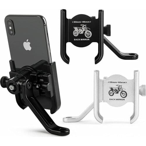 Vmonv Aluminum Alloy Motorcycle Rearview Mirror Cell Phone Holder GPS Navigation Bracket Mount Clip Bike Handlebar Phone Support