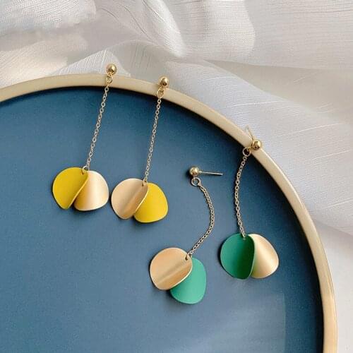 Long Round Metal dangle earrings for women 2019 fashion modern jewelry Korean Geometric Circle statement drop earrings female