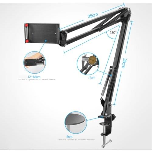 Flexible Phone Tablet Stand Long Arm 360 Degree Mount for Bed Desktop