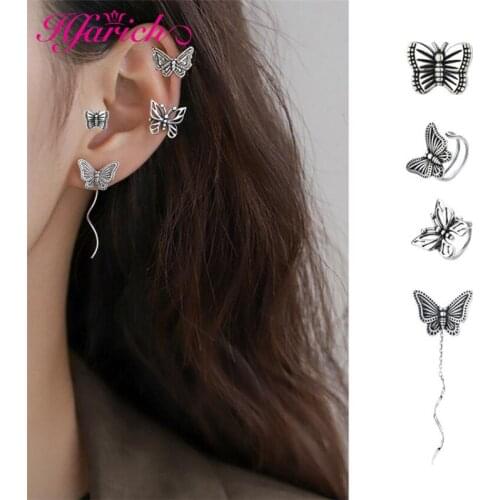 Hfarich Long Tassel Butterfly Drop Earrings Fashion Silver Color Hanging Women Earrings Summer Jewelry Accessories Girls GIft