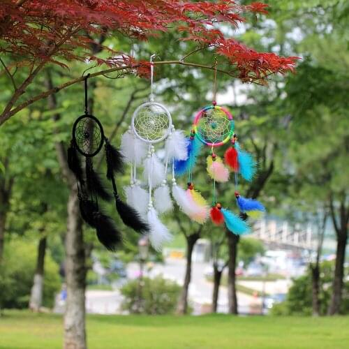 Black White And Color Dream Indian Dream Catcher With Colorful Feathers Creativity Home Decoration Pendant Wall Hanging Tapestry