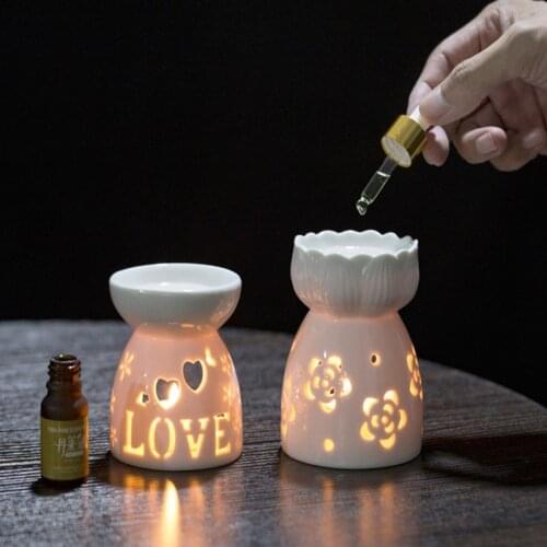 Classic Flower Hollow Porcelain Candle Essential Oil Furnace Ceramic Aromatherapy Lamp