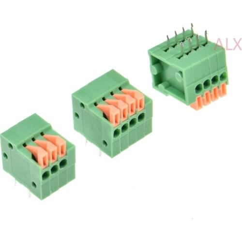 50PCS KF141R 2/3/4/5/6/7/8/9 pin spring terminal block connector 2.54MM pitch right angle 2p 3p 4p 5P FOR pcb mounted splicing