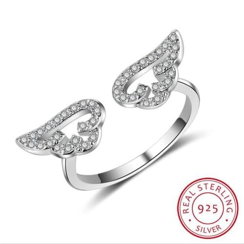 Lovers Angel Wings Ring 925 Sterling Silver AAA+ Zirconia Crystal Engagement Wedding Band Rings For Women Party Jewelry Gift