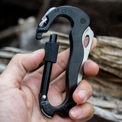 Multifunctional Self Defense Tools Climbing Carabiner Security Hook Gear Buckle Outdoor Safety defensa personal Tactical Knife