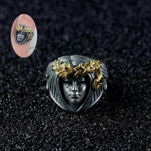 Fashionable new creative retro mens ring alloy goddess shape punk mens ring