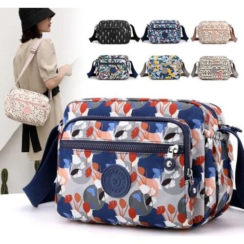 Fashion Printed Nylon Cloth Shoulder Bags for Women 2021 Colorful Fabric Messenger Crossbody Bag Womens Cross Body Purse Ladies