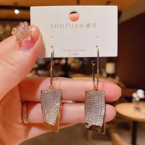 Fashion Jewelry Earrings 2022 Korean Luxury Womens Pendant Earrings Jewelry Party Gift Shining Rhinestone Earrings