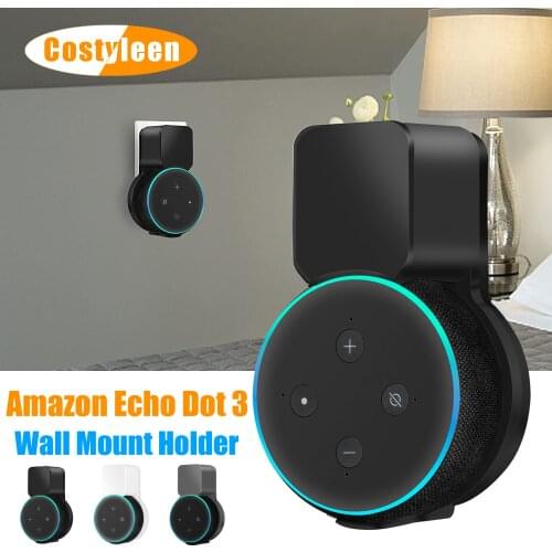 Echo Dot Wall Mount Holder, Speaker Hanger Space-Saving Accessories Built-in Cable Manageme for Echo Dot 3 Smart Speaker