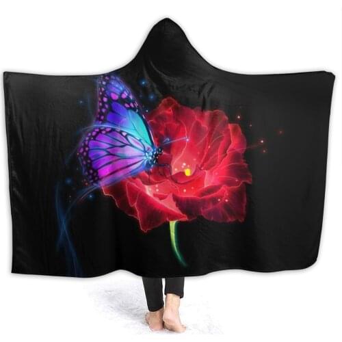 Butterfly Hooded Blanket 3D full print Wearable Blanket Adults Kids style