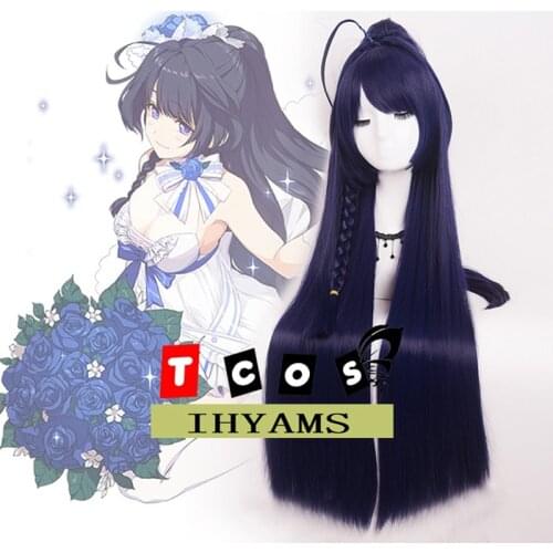 Honkai Impact 3 Raiden Mei blue Mixed 100cm Long Synthetic Hair Wigs cosplay Anime Wig Chip ponytail + wig cap