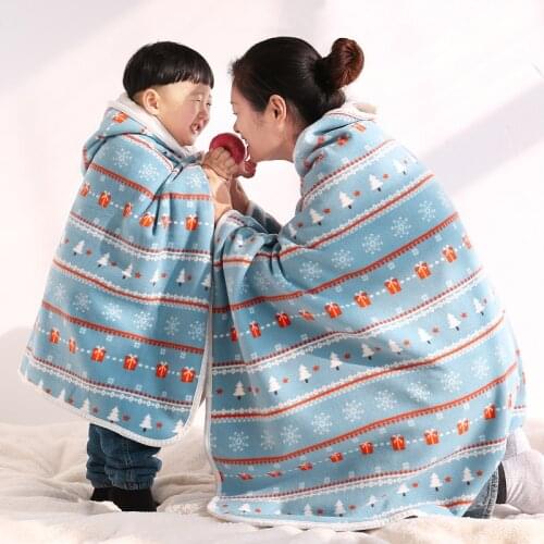 Parent child autumn and winter thickened shawl childrens blanket double-sided warmth preservation baby blankets