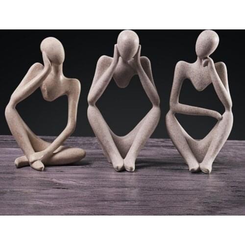 Nordic Creative Abstract Thinker Statue Resin Figurine Handmade Crafts Statue Sculpture Home Decoration