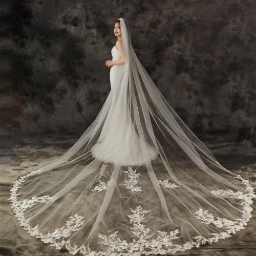 Wedding Veil 2021 New Luxury Lace Edge One-layer Cathedral With Comb 3m Bridal s